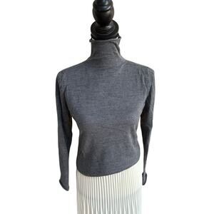 Women’s 100% Merino Wool Turtleneck Sweater – Small, Charcoal Gray